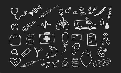 Hand Drawn Medical Icon On Chalkboard 20390686 Vector Art At Vecteezy