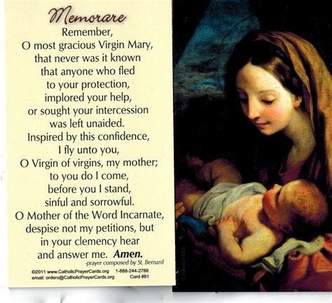 The Memorare Prayer Card by St. Bernard