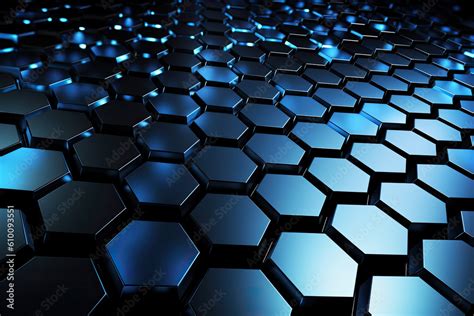 Carbon Fiber Hexagons In Cool Blue Tones Generative Ai Stock