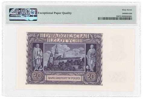 20 złotych 1940 seria B PMG 67 EPQ PIĘKNE archiwum niemczyk pl