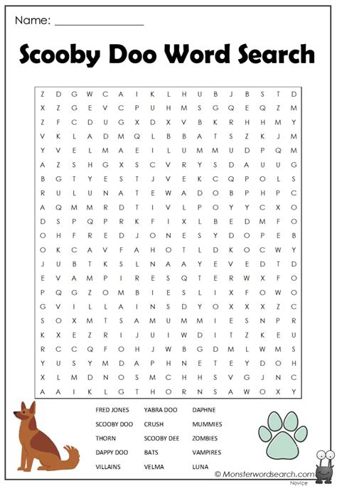 Scooby Doo Word Search Monster Word Search