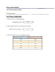 Torque Lab Docx Data And Analysis PES 1150 Summation Of Torque Data