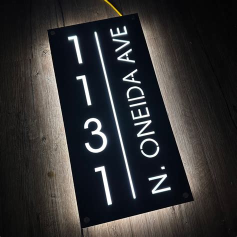 Illuminated House Sign Modern ,LED House Number, Vertical Address ...