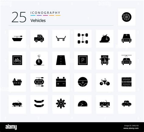 Vehicles Solid Glyph Icon Pack Including Parking Car Bike Van