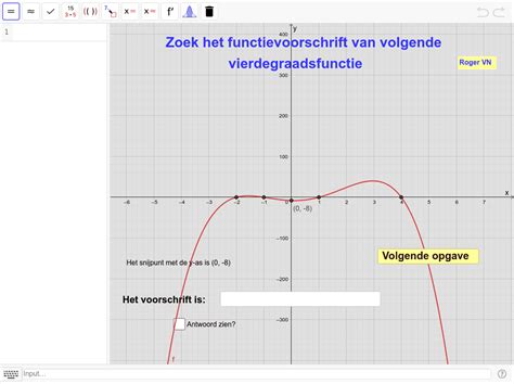 Functievoorschrift Opstellen Van Een Vierdegraadsfunctie GeoGebra