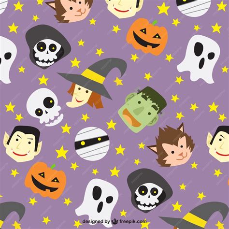 Free Vector Halloween Characters Pattern