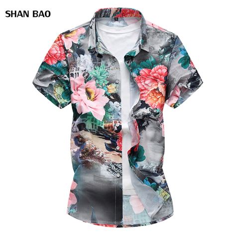 High Quality Mens Floral Shirt Summer New Fashion Slim Flower Short Sleeve Shirt Men Brand