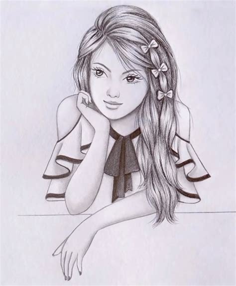 Pencil Sketch Girl Face