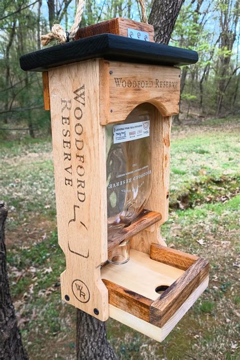 Woodford Reserve Bourbon Bottle Easy Fill Bird Feeder Etsy Wood