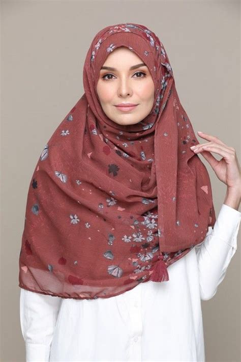 Rust Rust Printed Hd Smooth Chiffon Hijab Muslim Outfits Hijab Niqab