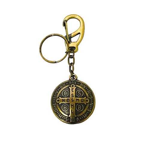 Chaveiro Medalha de São Bento Metal Dourado