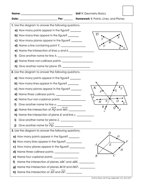 Worksheet 11 Points Lines And Planes Day 1 Answer Key Printable Word Searches