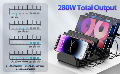 Amazon 280W USB C Charging Station For Multiple Devices 8 Port