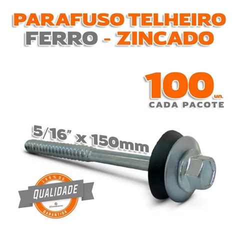 Parafuso Telheiro Galvanizado Acessórios 5 16x150mm 100 Peça Frete grátis