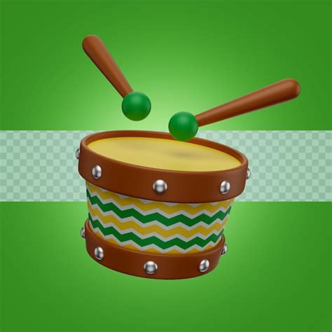 Premium PSD | 3d render illustration brazilian drump with wooden drumsticks