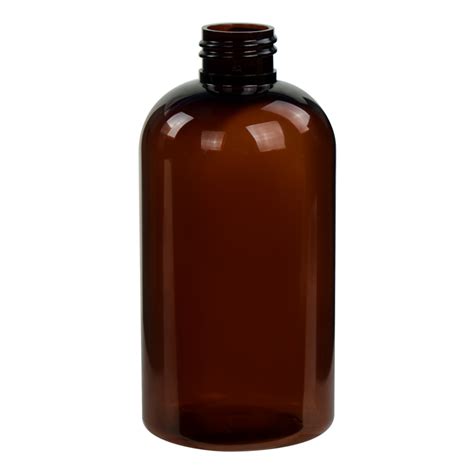 8 Oz Amber PET Squat Boston Round Bottle With 24 410 Neck Cap Sold