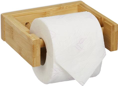 Relaxdays Toiletrolhouder Bamboe Wc Rolhouder Muur Closetrolhouder