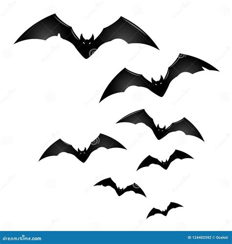 Group of Black Flying Bats stock vector. Illustration of flitter ...