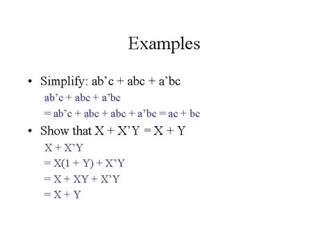 Examples Simplify Abc Abc Abc Ac Bc Show