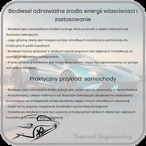 Biodiesel Odnawialne Źródło Energii Właściwości i Zastosowanie