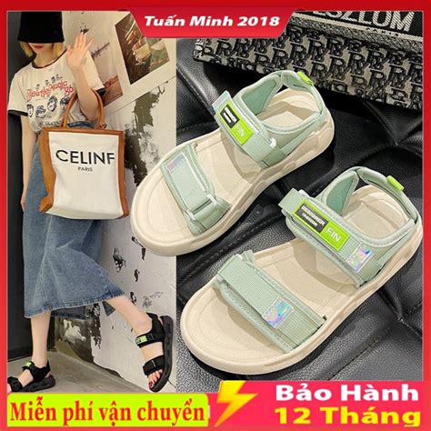 Dép Sandal Nữ Quai Dán FIN Hàn Quốc Quai Màu Hot Trend bảo hành tháng Shopee Việt Nam