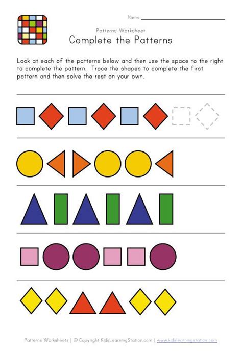 Pattern Worksheets Panosundaki Pin