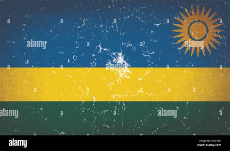 Flags Rwanda With Broken Glass Texture Vector Stock Vector Image Art