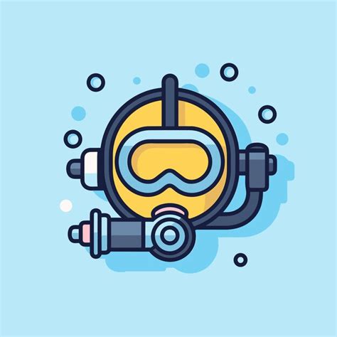 Premium Vector Vector Of A Scuba Mask With A Breathing Tube Attached