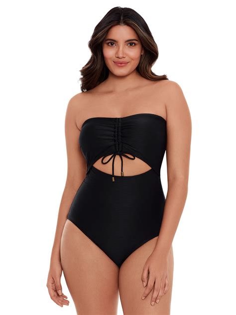 Time And Tru Women S And Womens Plus Size Ribbed Cutout One Piece