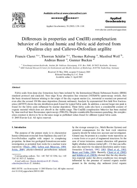 Pdf Differences In Properties And Cmiii Complexation Behavior Of