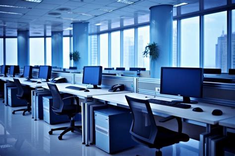modern business office interior  computers premium ai generated image