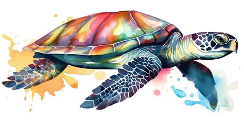 Premium AI Image | Watercolor painting of colorful sea turtle in pastel ...