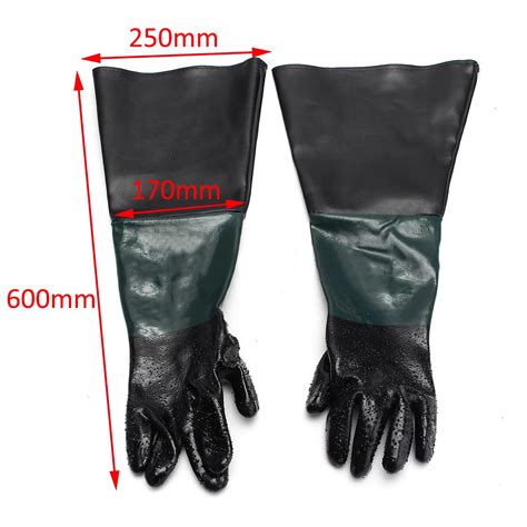 1 Pair Soft Heavy Duty Protective Sandblasting Machine Gloves 60cm For