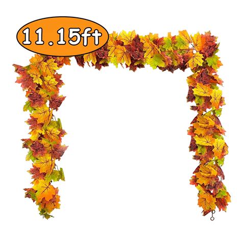 Fall Garland Maple Leaf 5 56ft Artificial Autumn Decor Home Wedding Christmas 2 Pack