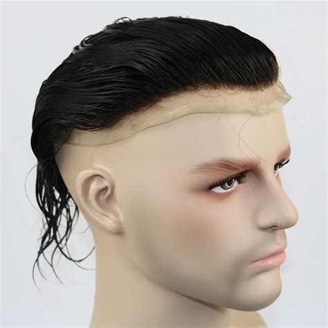 Bleached Knots Men Swiss Lace Front Wig Toupee Human Remy Hair