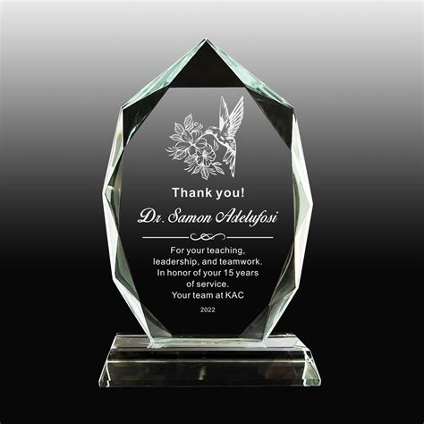 Personalized Glass Award ,employee, Retirement, Appreciation Gift