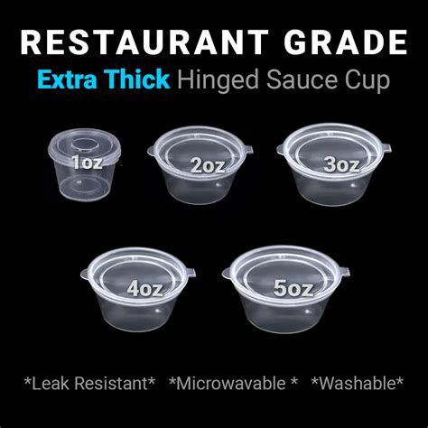 Pcs Sauce Cup Hinged Lid Disposable Plastic Takeout Dip Takeout