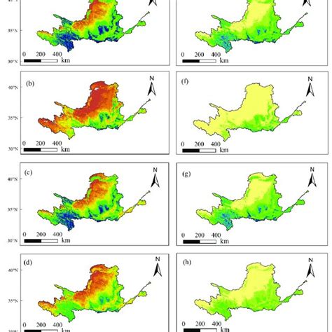 Spatial Variation Of Average NDVI And SIF In Different Seasons A H