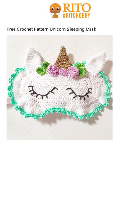 Unicorn Sleeping Mask Crochet Pattern Download Printable PDF ...