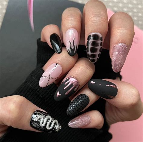 Pink Venom Press On Nails Handpainted False Nails Blackpink Nails Born