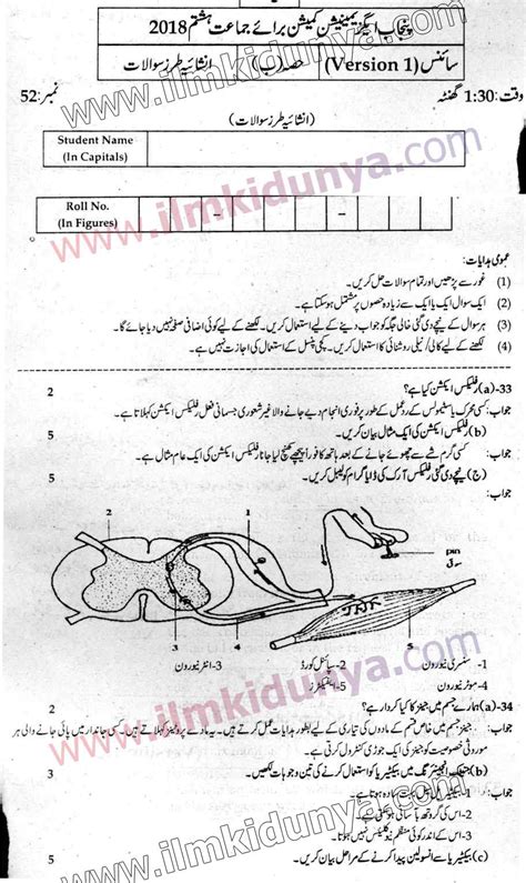 Punjab Examination Commission Pec Th Class Past Paper Science