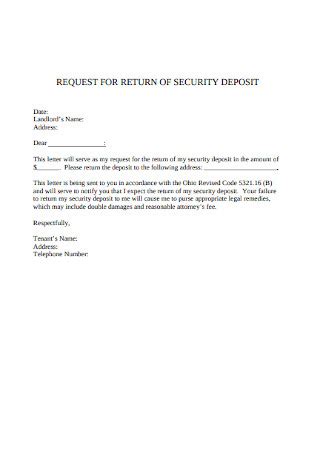 Security Deposit Refund Letter Sample