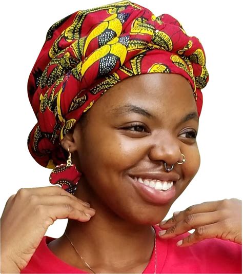 Red Yellow African Print Ankara Modu Hat Pre Tied Head Wrap At Amazon