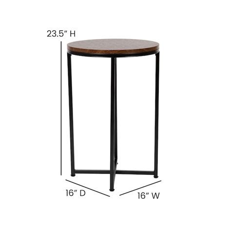 Flash Furniture Hampstead 16 In W X 23 5 In H Walnut Matte Black Composite Round Modern End