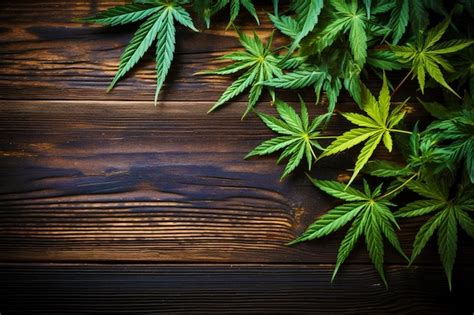 Premium AI Image | The leaves of the marijuana plant on a wooden background