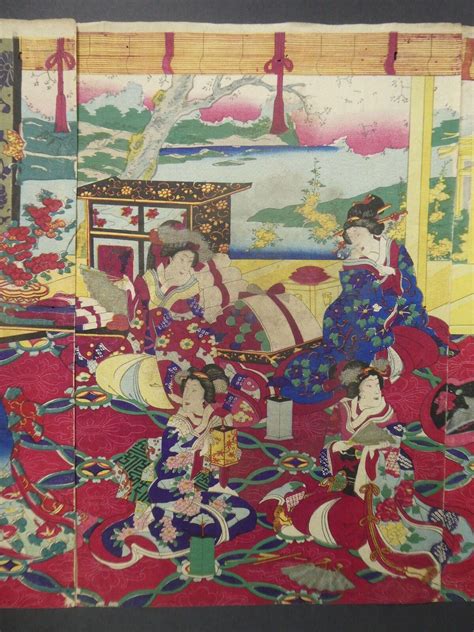 original  century chikanobu japanese woodblock print ceremony