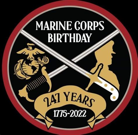 The Marine Corps Birthday Badge With Two Swords And An Emblem On It