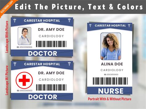 Doctor Nurse ID Badge, Editable Hospital Staff ID, Pretend Play ...