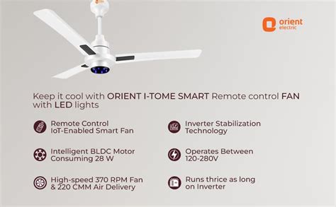 Buy Orient Electric I Tome Smart Bldc Ceiling Fan Mm W Energy