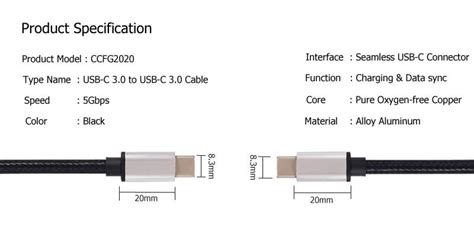 USB C to USB C Cable CCFG2020